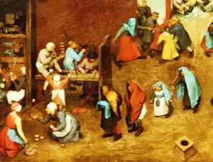 Pieter Bruegel den äldre innehåller ofta scener med människor som spelar spel