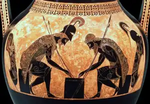 I den klassiska grekiska konsten finns det också exempel på spel och spelande.